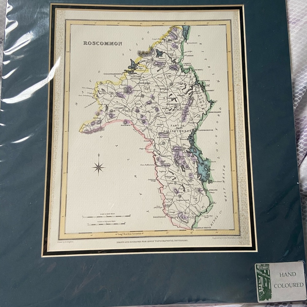 Ireland Map of Roscommon Wall Tapestry